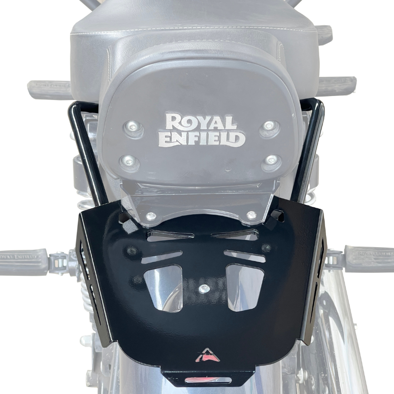 Top Rack with Backrest Adapter for Royal Enfield Meteor 350 | Black | Auto Engina