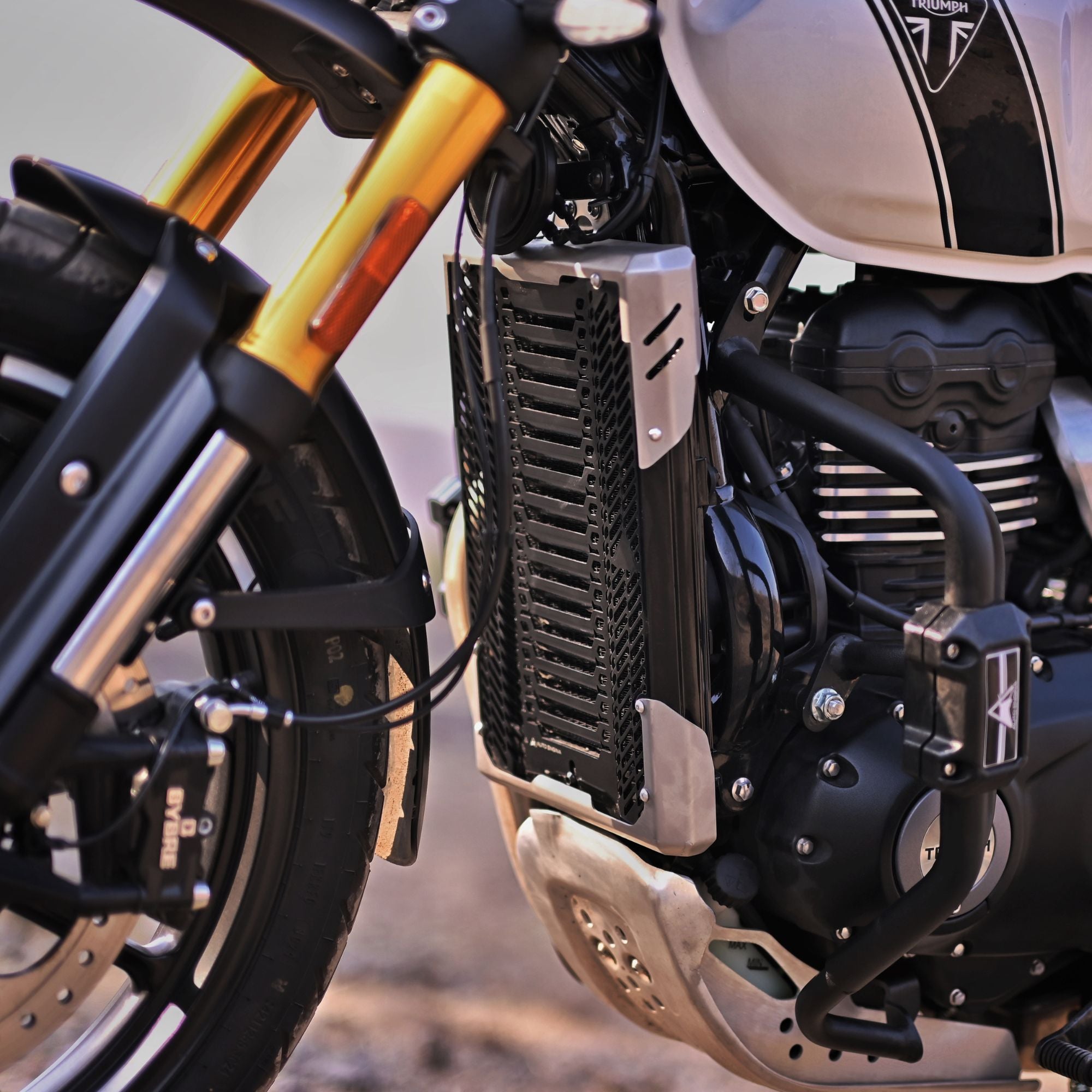 Radiator Guard for Triumph Scrambler 400x | Black-Silver | Auto Engina