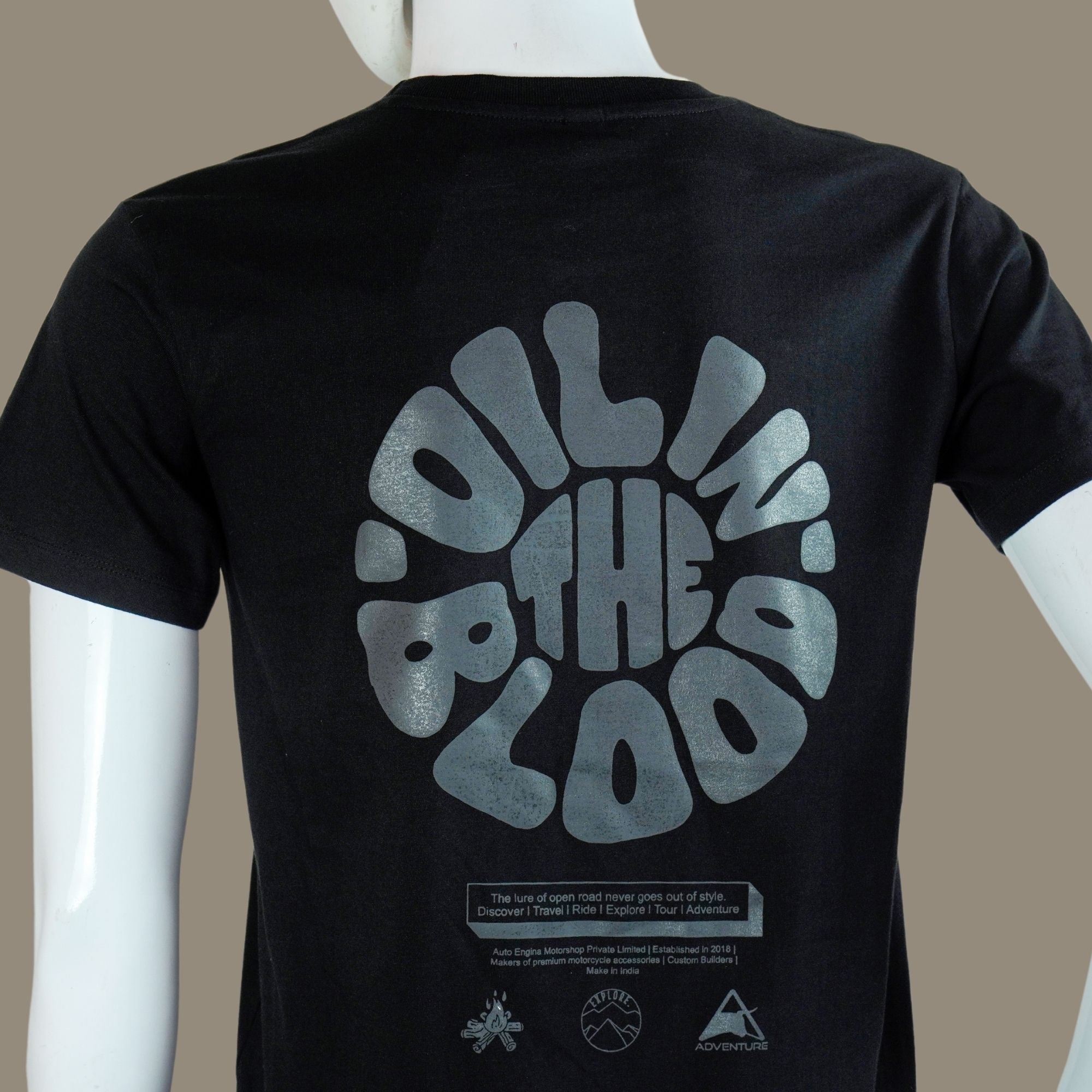 Black Oil In The Blood Biker Tshirt | Black | Engina Lifestyle