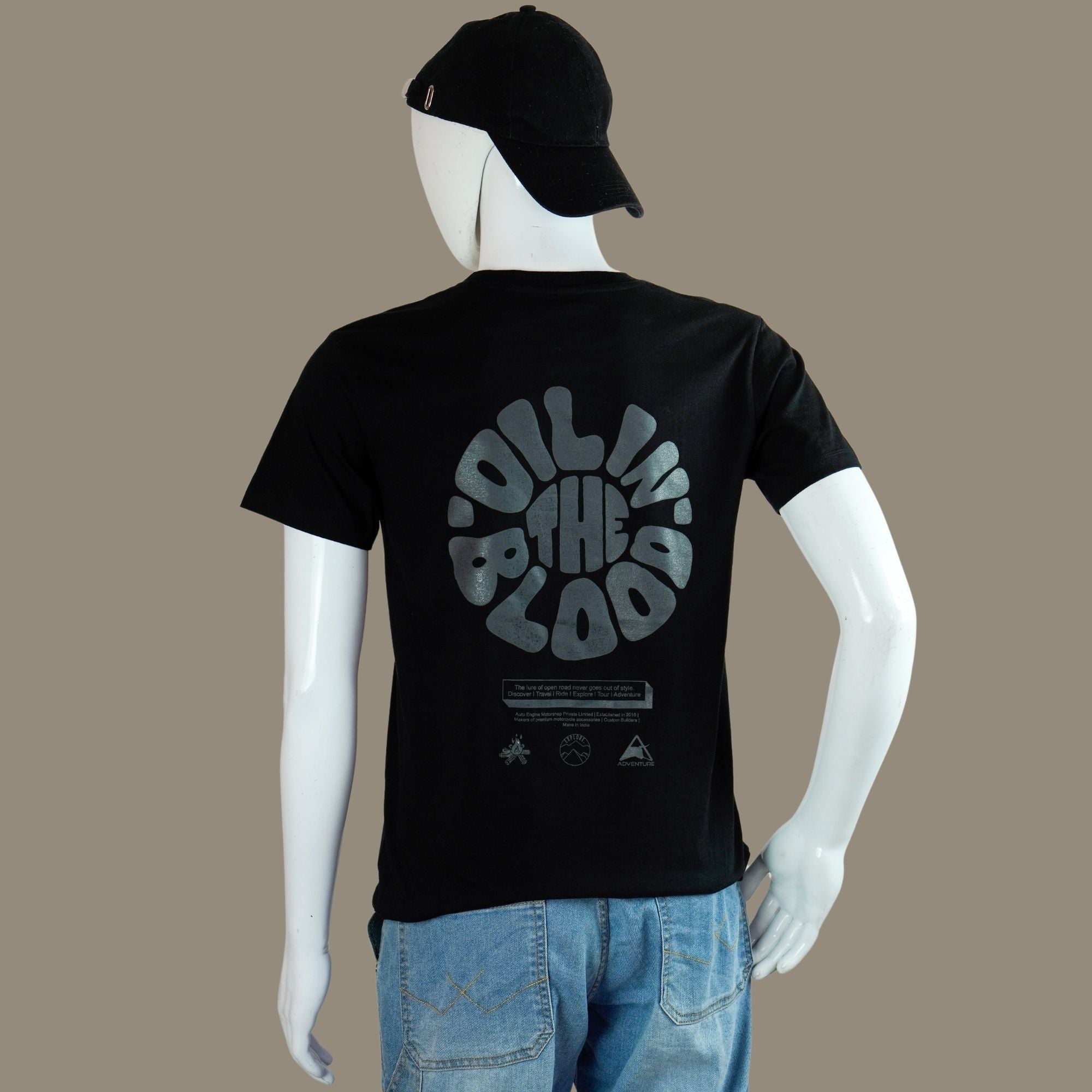 Black Oil In The Blood Biker Tshirt | Black | Engina Lifestyle