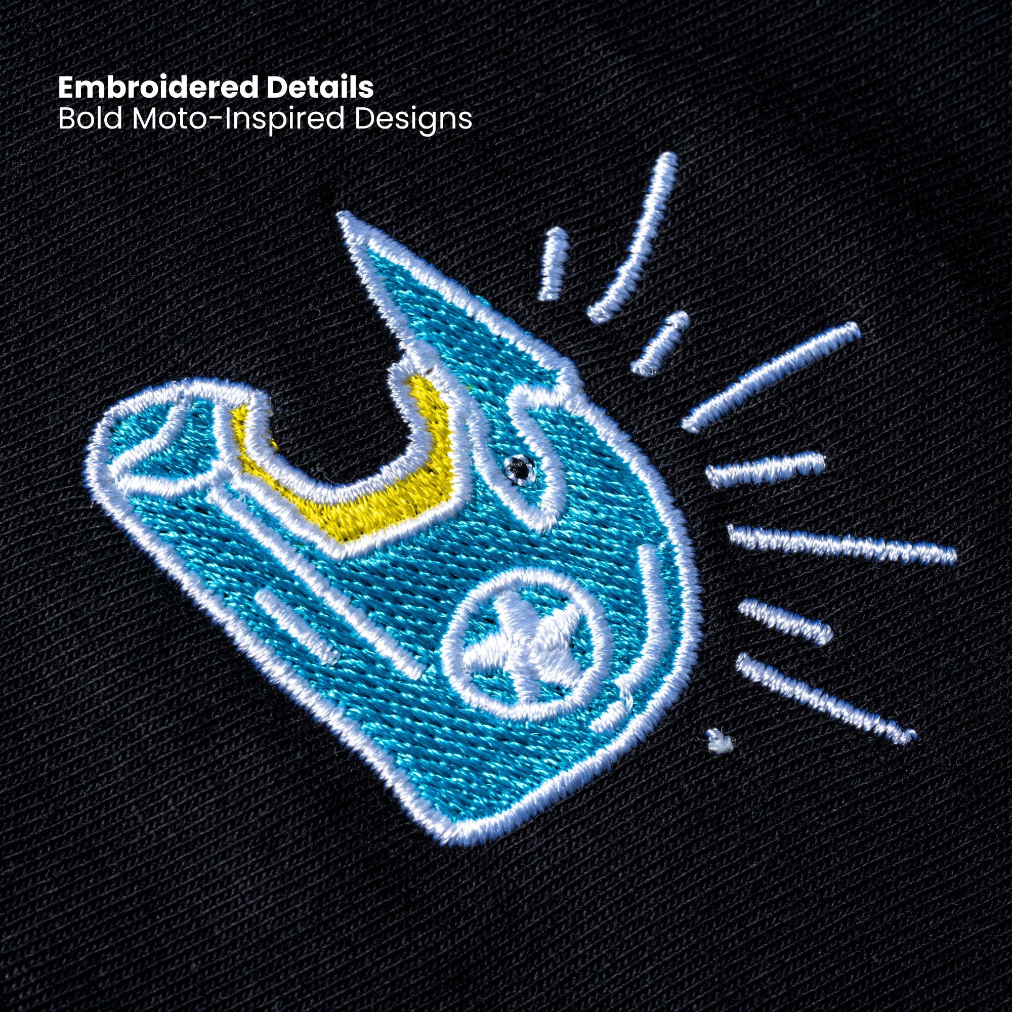 Helmet Embroidered Biker T-Shirt | Black | Engina Lifestyle