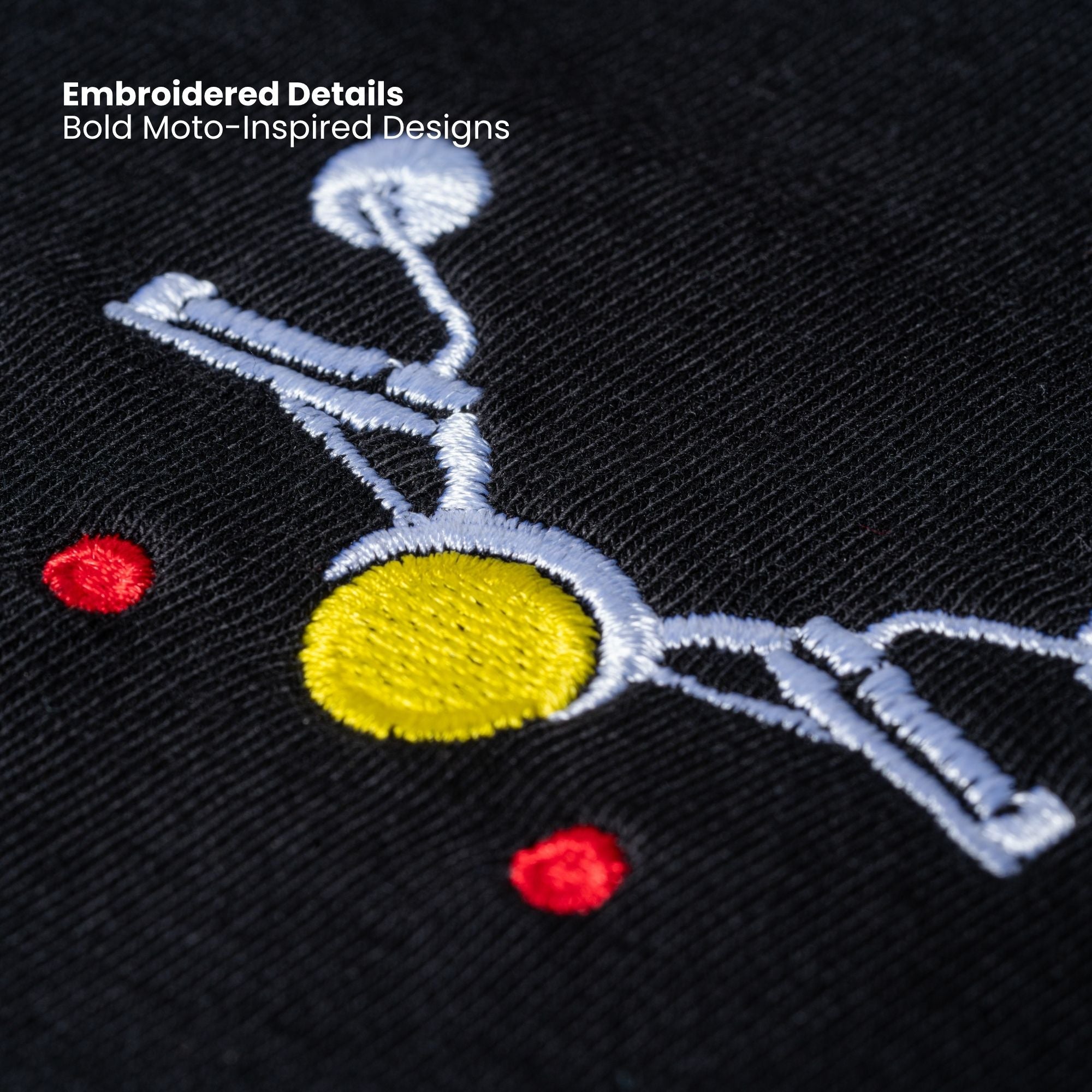 Handlebar Embroidered Biker Tshirt | Black | Engina Lifestyle