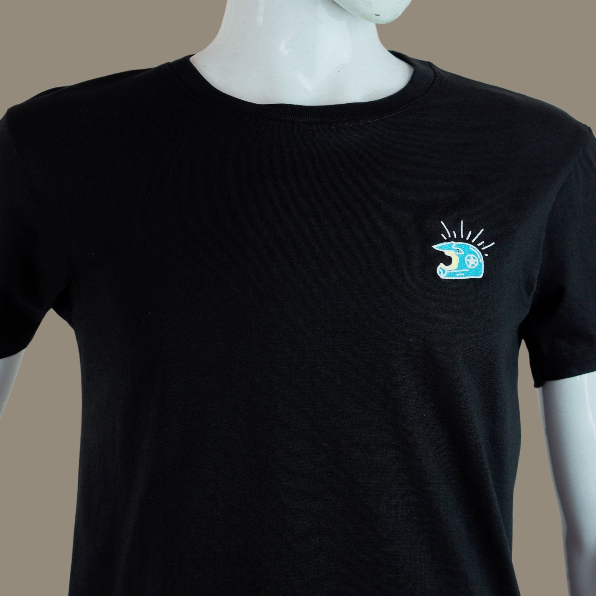 Helmet Embroidered Biker T-Shirt | Black | Engina Lifestyle