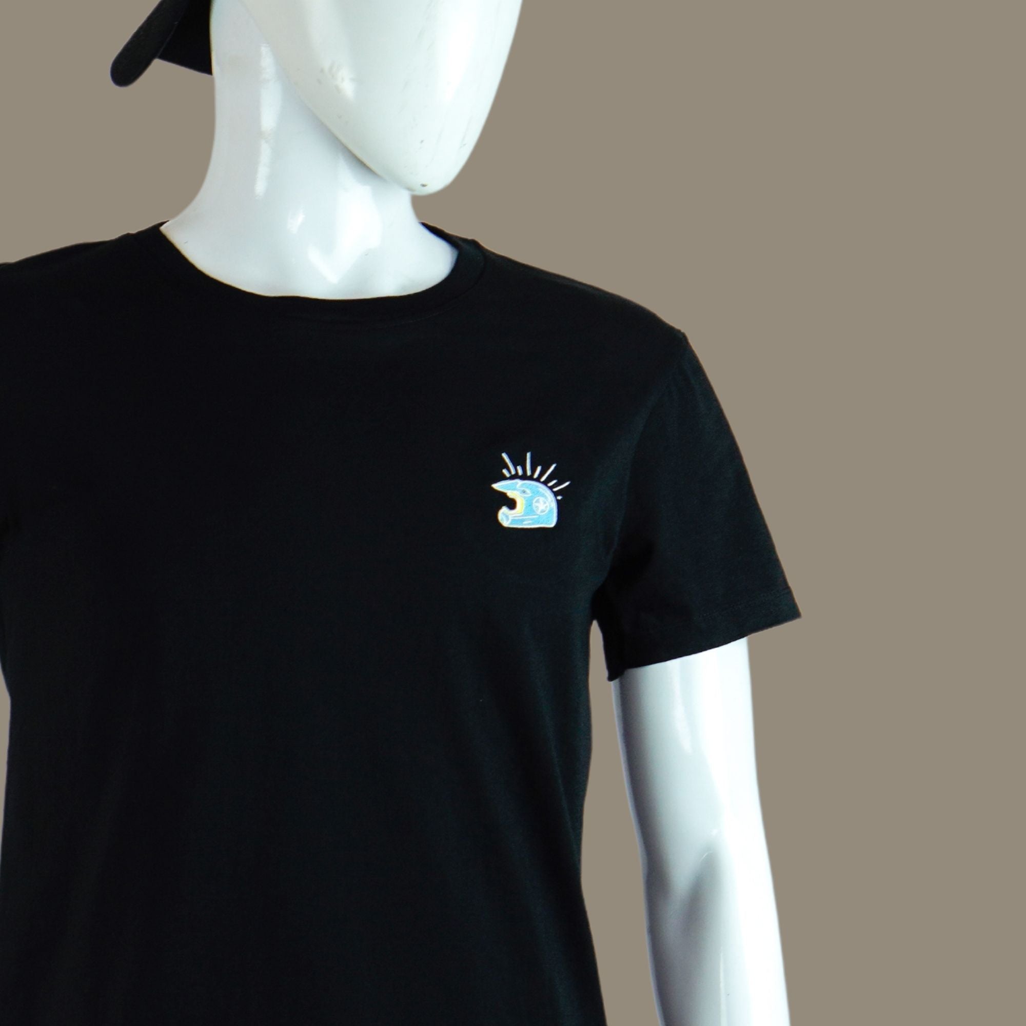 Helmet Embroidered Biker T-Shirt | Black | Engina Lifestyle