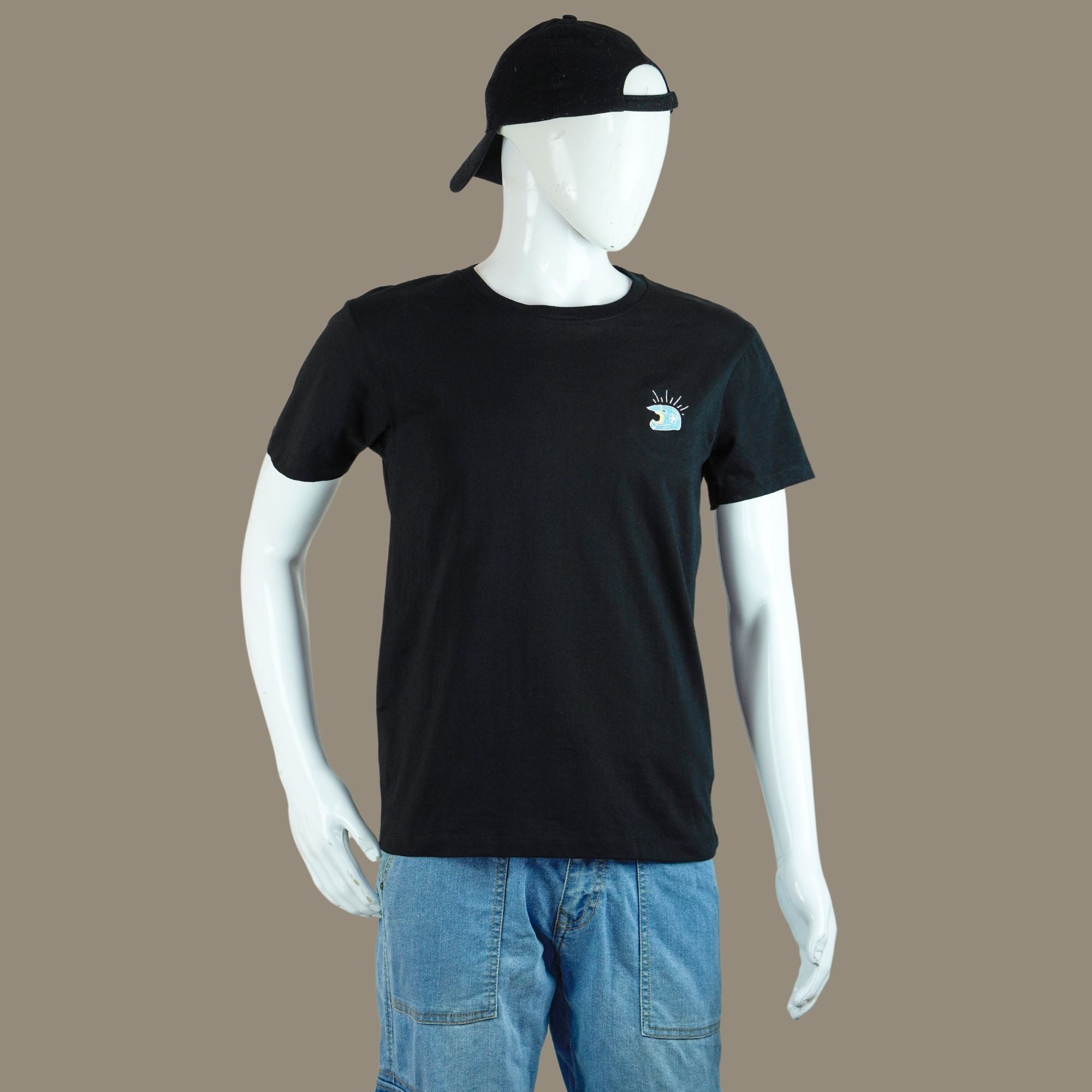 Helmet Embroidered Biker T-Shirt | Black | Engina Lifestyle