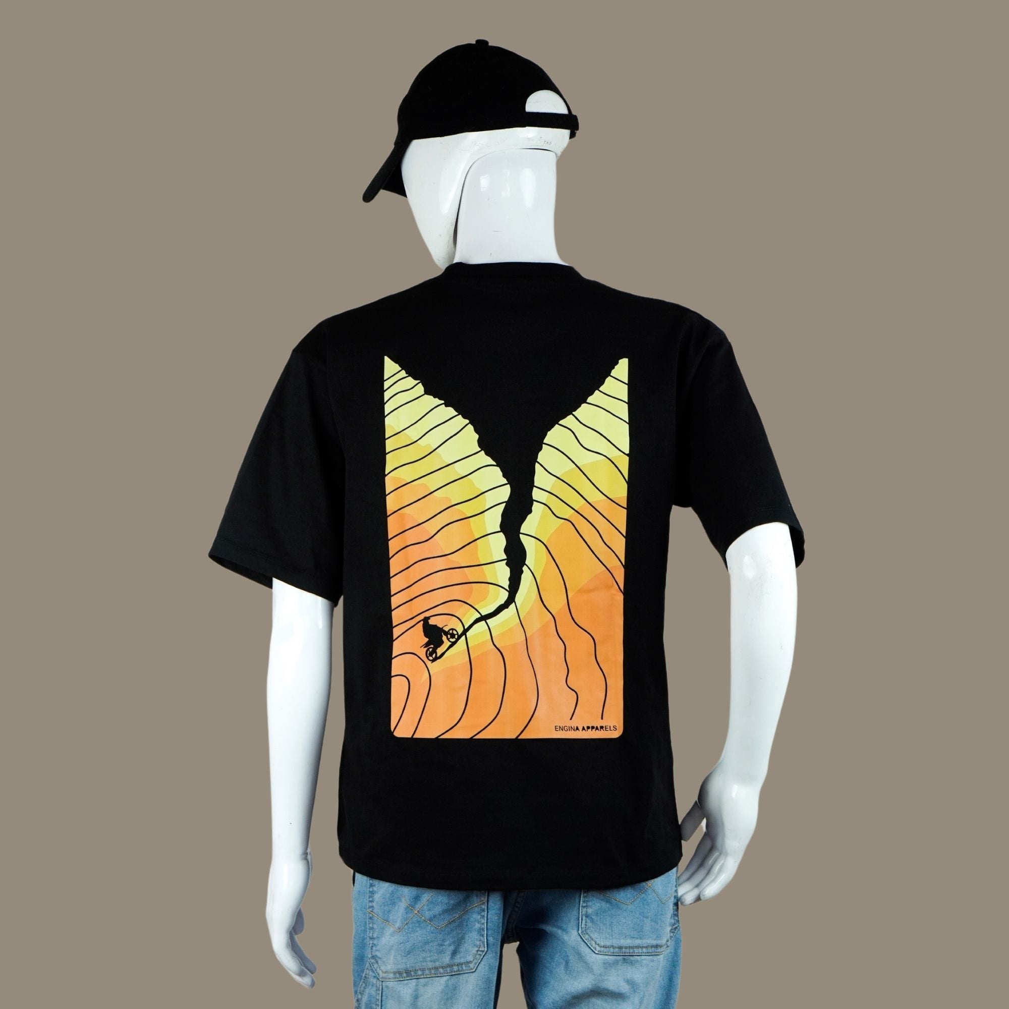 Hill Climb Oversized Biker T Shirt for Men | Black | Engina Lifestyle