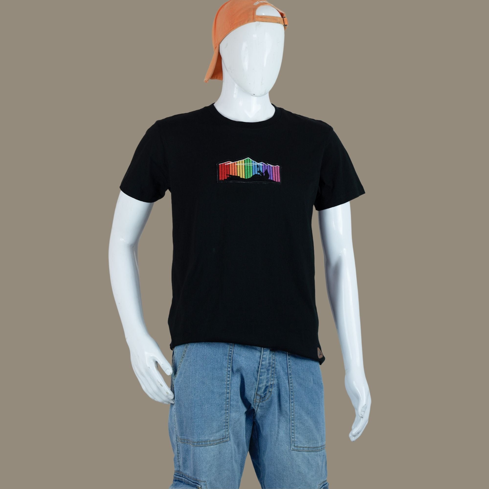 Himalayan 450 Rainbow Embroidered Riding T Shirt | Black | Engina Lifestyle
