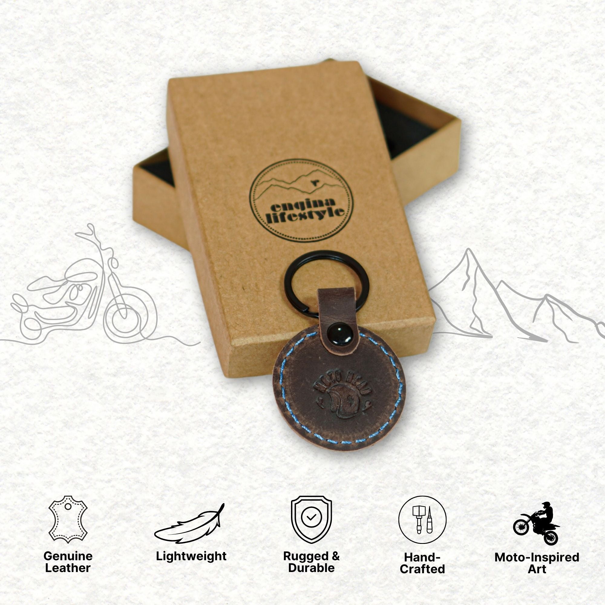 Moto Seal Leather Keychain for Bike | Engina Lifestyle