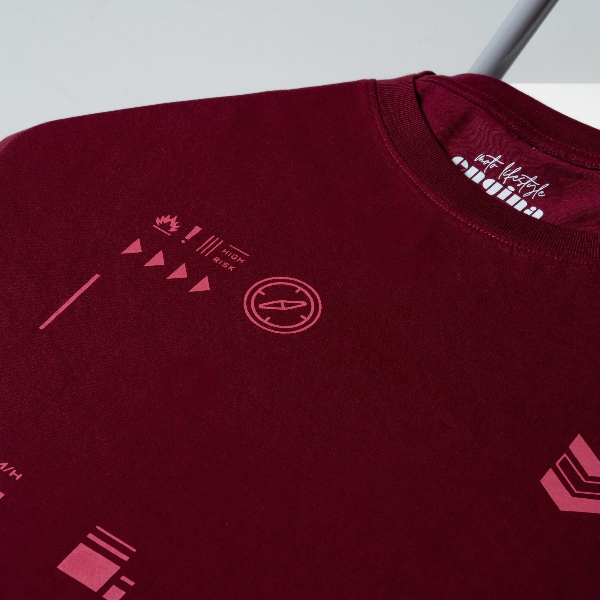 Square Grip Biker T Shirt | Maroon | Engina Lifestyle
