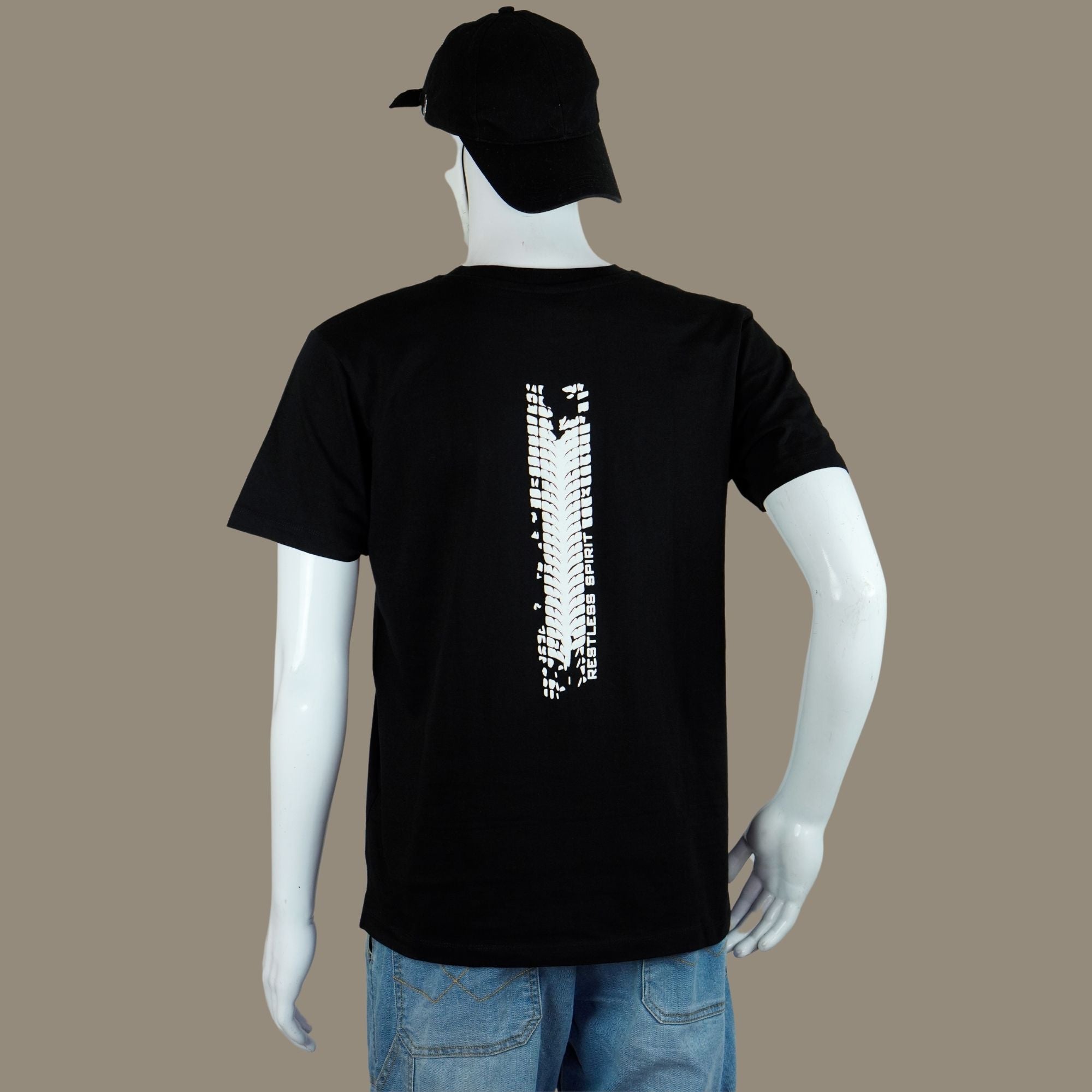 Tyre Track Puff Print Moto T Shirt | Black | Engina Lifestyle