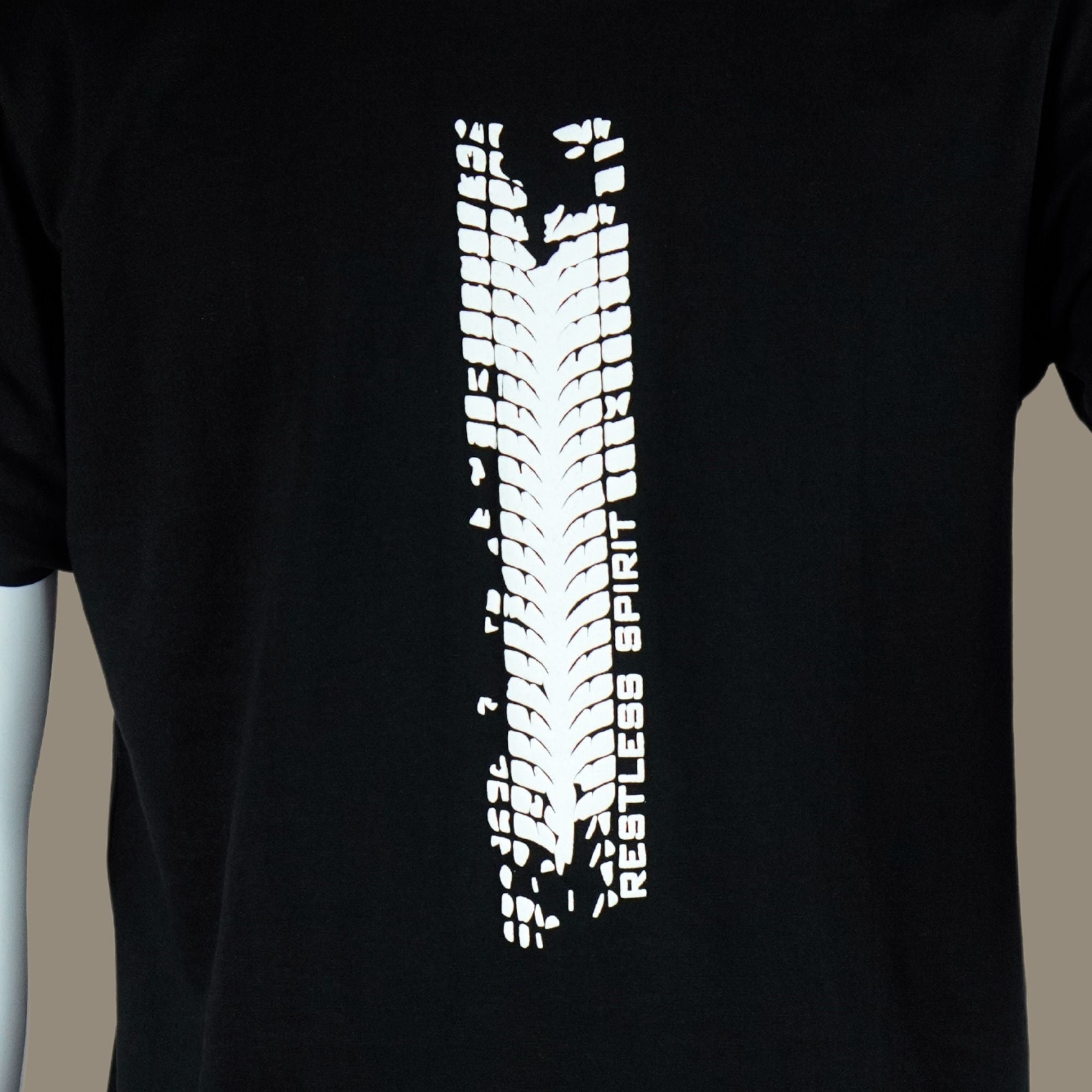 Tyre Track Puff Print Moto T Shirt | Black | Engina Lifestyle