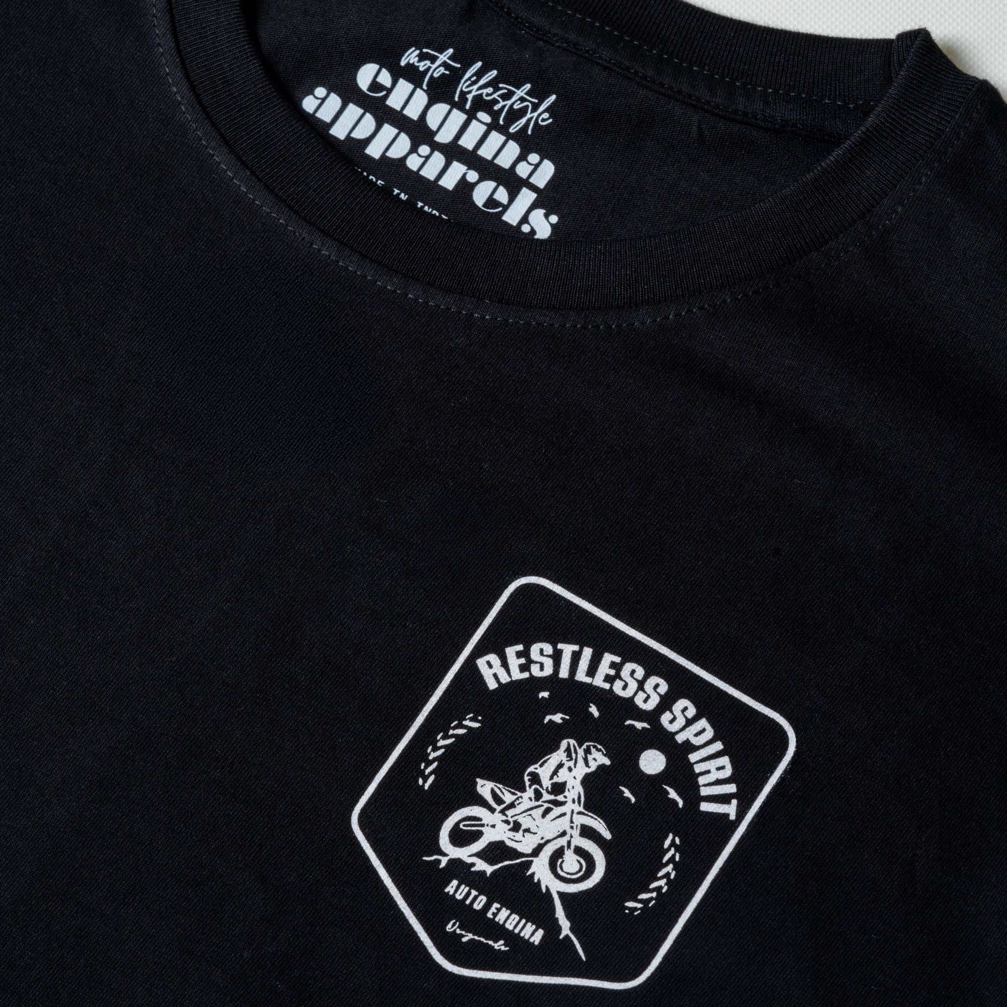 Tyre Track Puff Print Moto T Shirt | Black | Engina Lifestyle