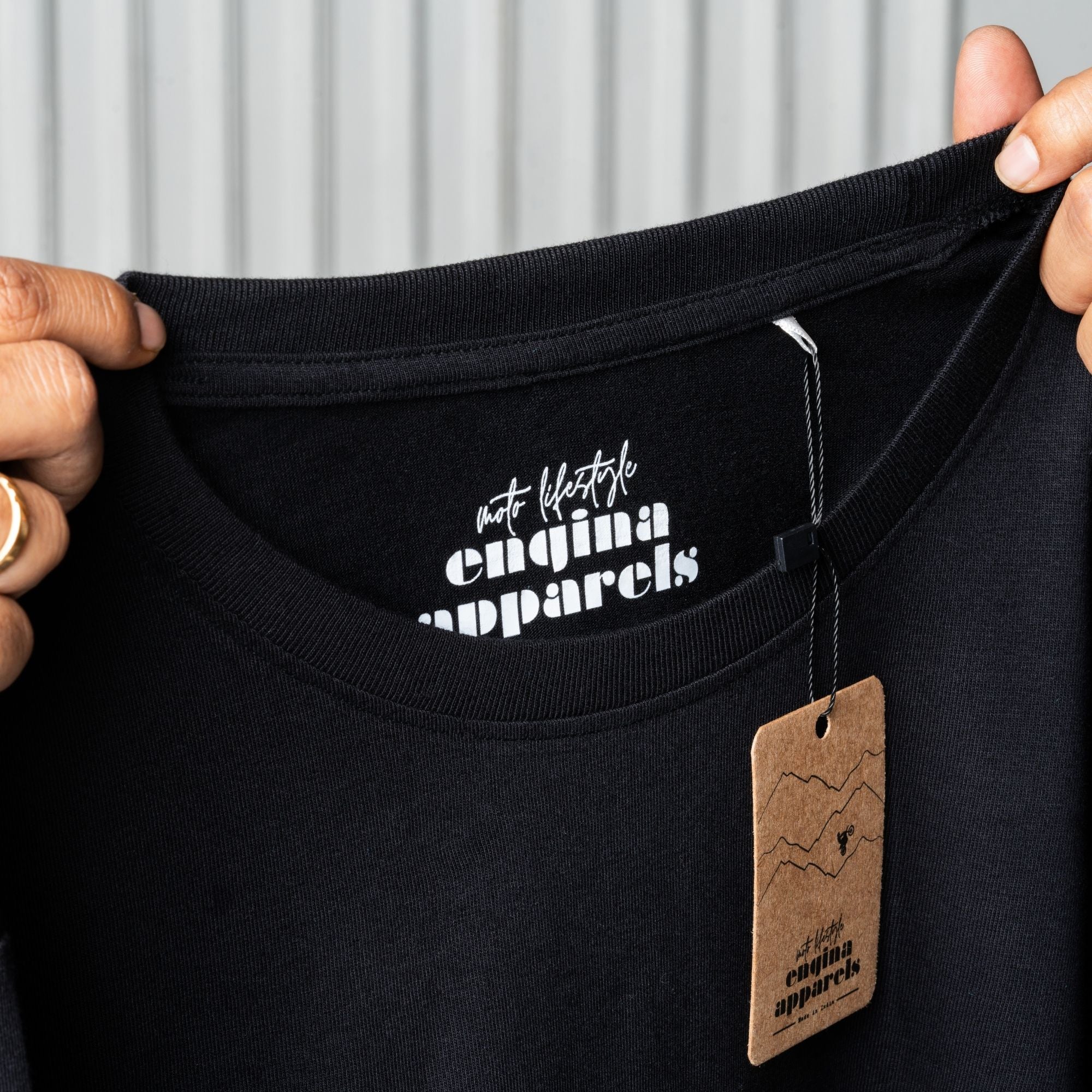 Tyre Track Puff Print Moto T Shirt | Black | Engina Lifestyle