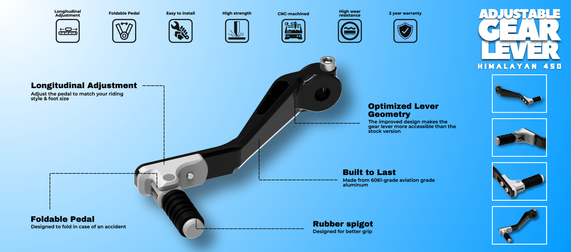 Maximize Your Himalayan 450's Performance with the Adjustable Gear Lever | Auto Engina