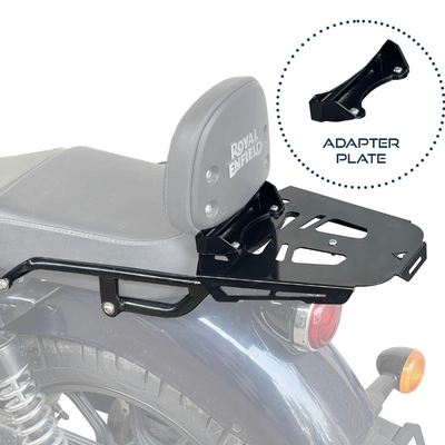 Top Rack with Backrest Adapter for Royal Enfield Meteor 350 | Black | Auto Engina