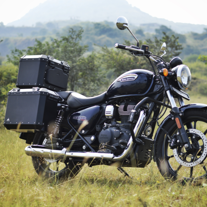 Aluminium Panniers - 72L for Royal Enfield Meteor 350 | Black | Auto Engina