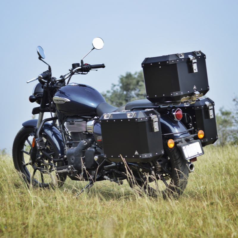 Aluminium Panniers - 72L for Royal Enfield Meteor 350 | Black | Auto Engina