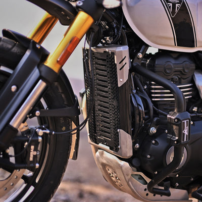 Radiator Guard for Triumph Scrambler 400x | Black-Silver | Auto Engina