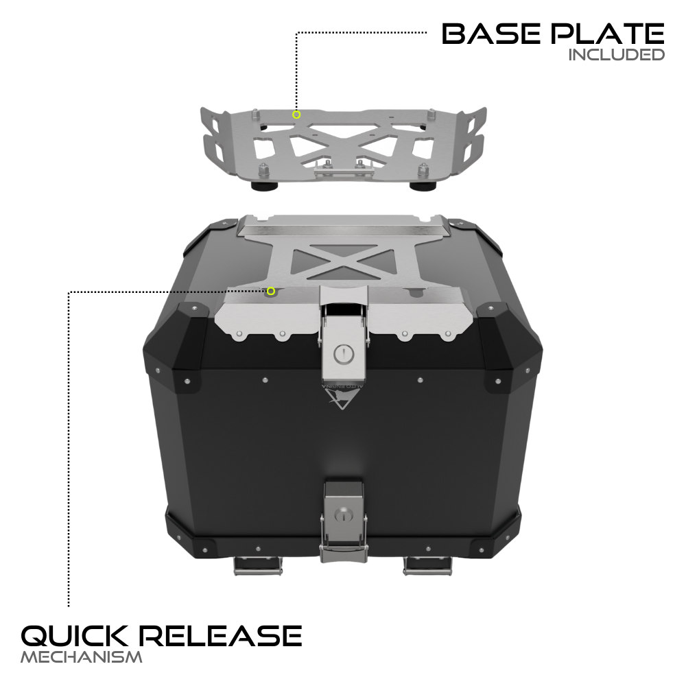 Aluminium Top Box - 42L for KTM Adventure 250/390 | Black | Auto Engina