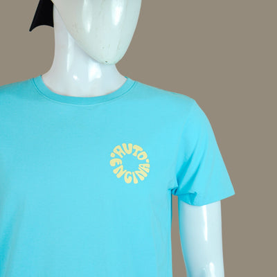 Beige Oil In The Blood Bike Riding T Shirt | Sky Blue | Engina Lifestyle
