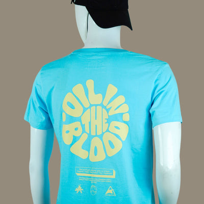 Beige Oil In The Blood Bike Riding T Shirt | Sky Blue | Engina Lifestyle