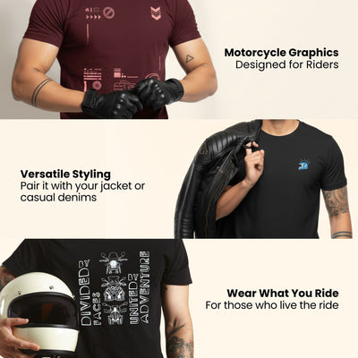 Embroidered Motorcycle T Shirt for Men