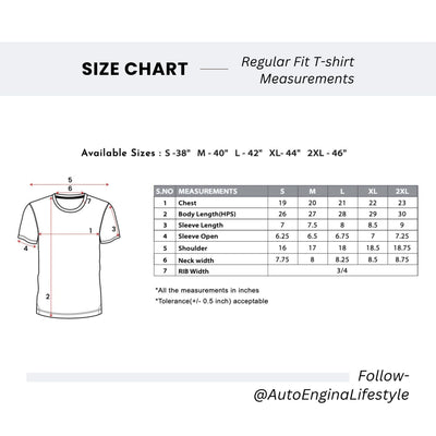  Embroidered TShirt for Men Size Chart