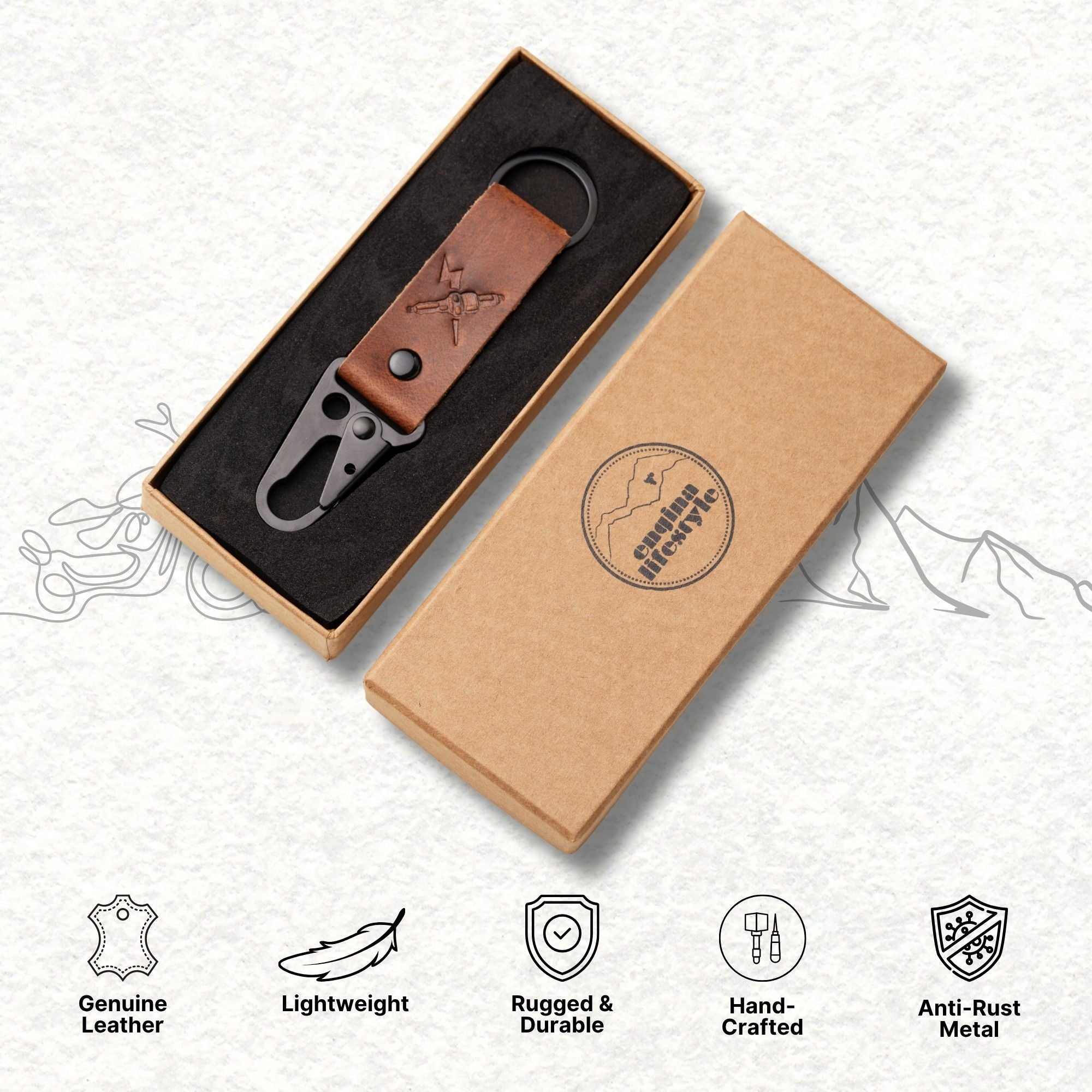 Moto Loop Leather Keychain for Bike | Engina Lifestyle