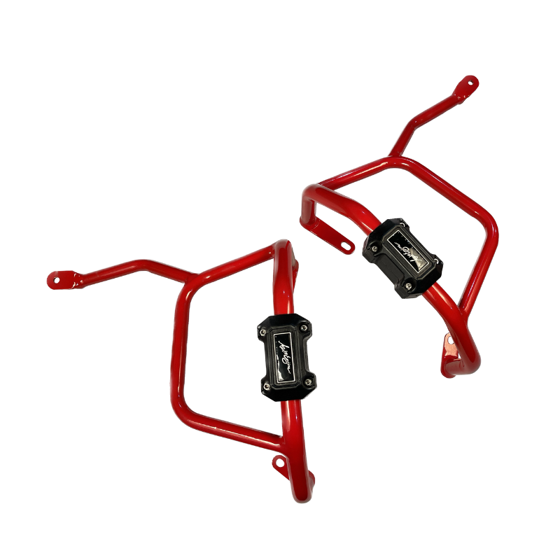 auto engina's red crash/leg guard with ABS plastic sliders for royal enfield scram 411.