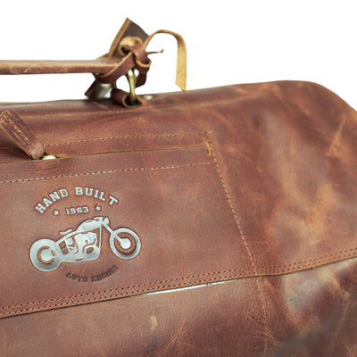 Barrel Leather Duffel Bag Brown