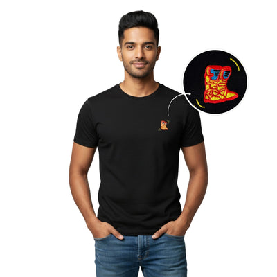 Boots Embroidered Motorcycle T Shirt for Men
