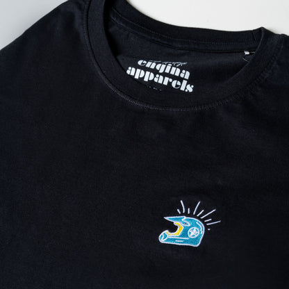 Helmet Embroidered Biker T-Shirt | Black | Engina Lifestyle