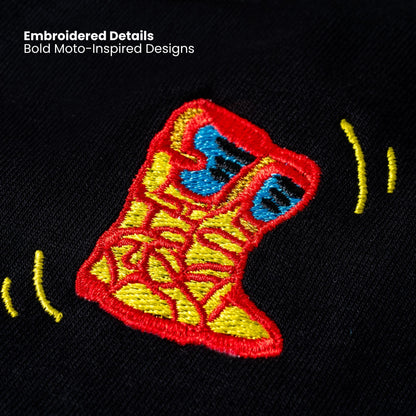 Boots Embroidered Motorcycle T Shirt for Men | Black | Engina Lifestyle