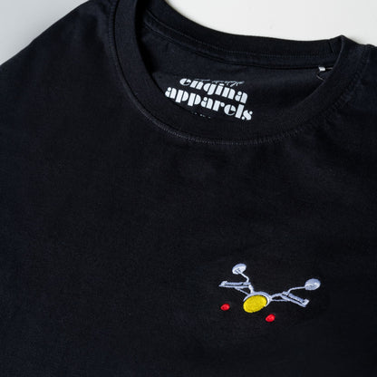 Handlebar Embroidered Biker Tshirt | Black | Engina Lifestyle