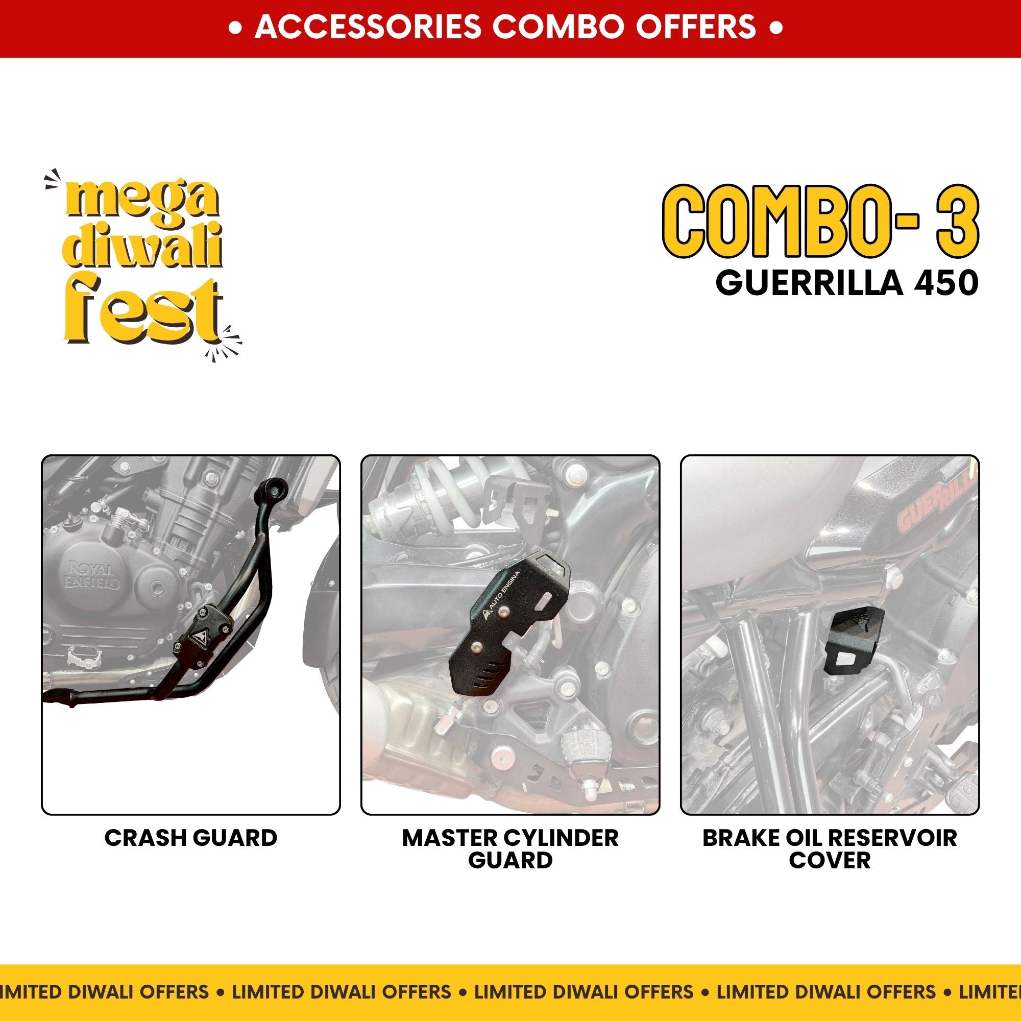 Combo 3 | Guerrilla 450 | Crash Guard, Master Cylinder Guard, Brake Oil Cover