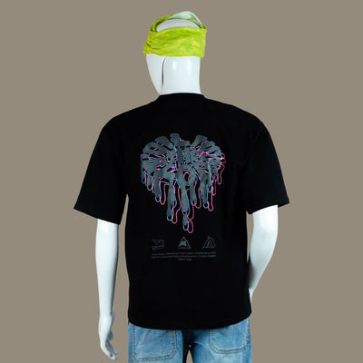 Glitch Oversized Oil In The Blood Motorcycle T Shirt | Black | Engina Lifestyle