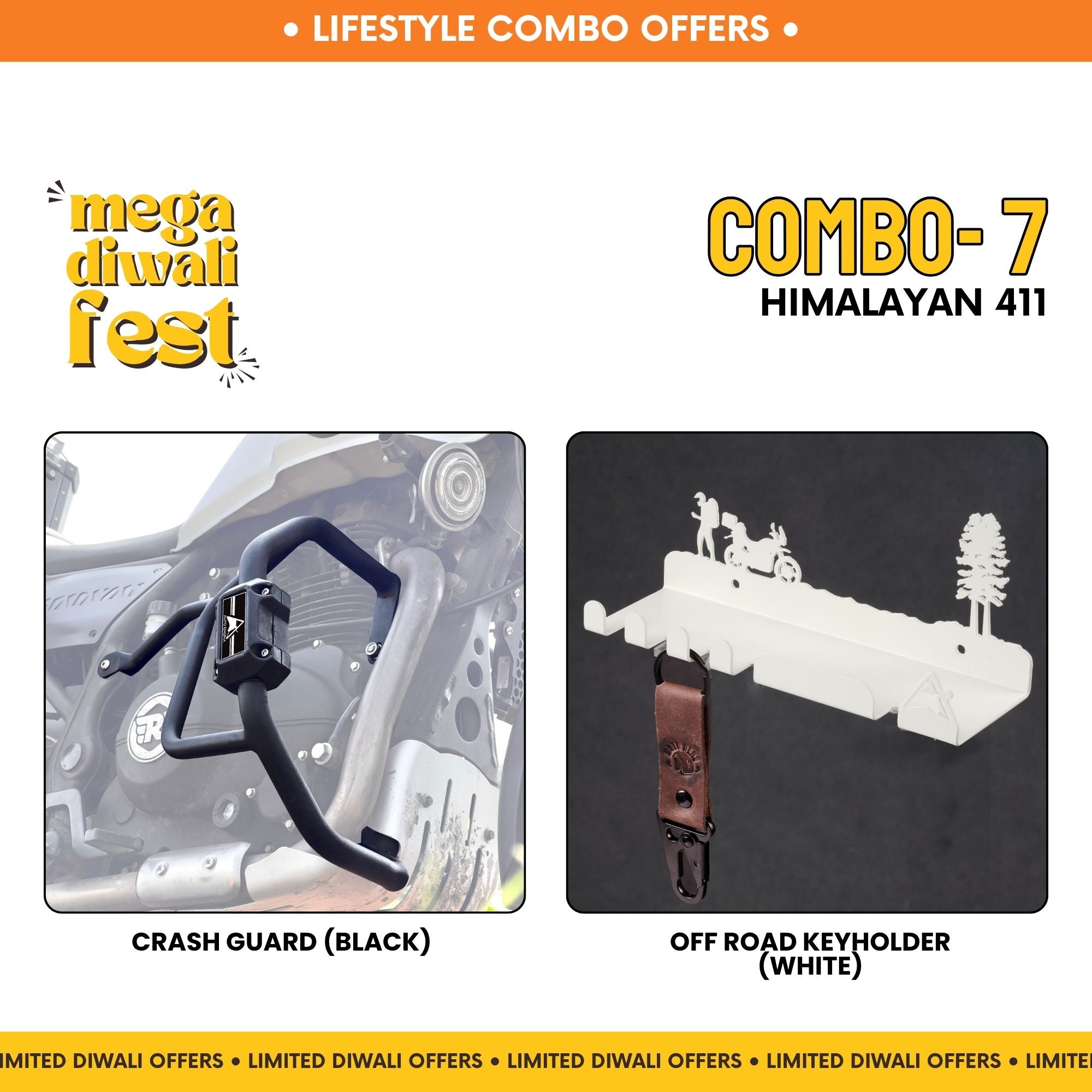 Combo 7 | Himalayan 411 | Crash Guard (Black), Offroad Keyholder