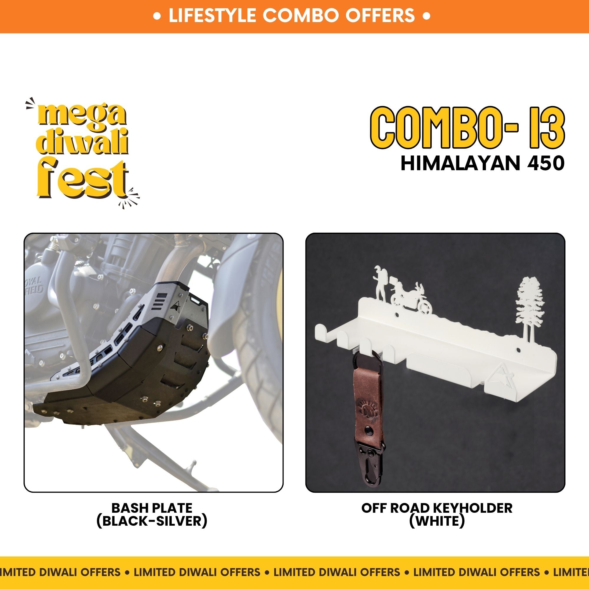 Combo 13 | Himalayan 450 | Bash Plate (Black-Silver), Offroad Keyholder