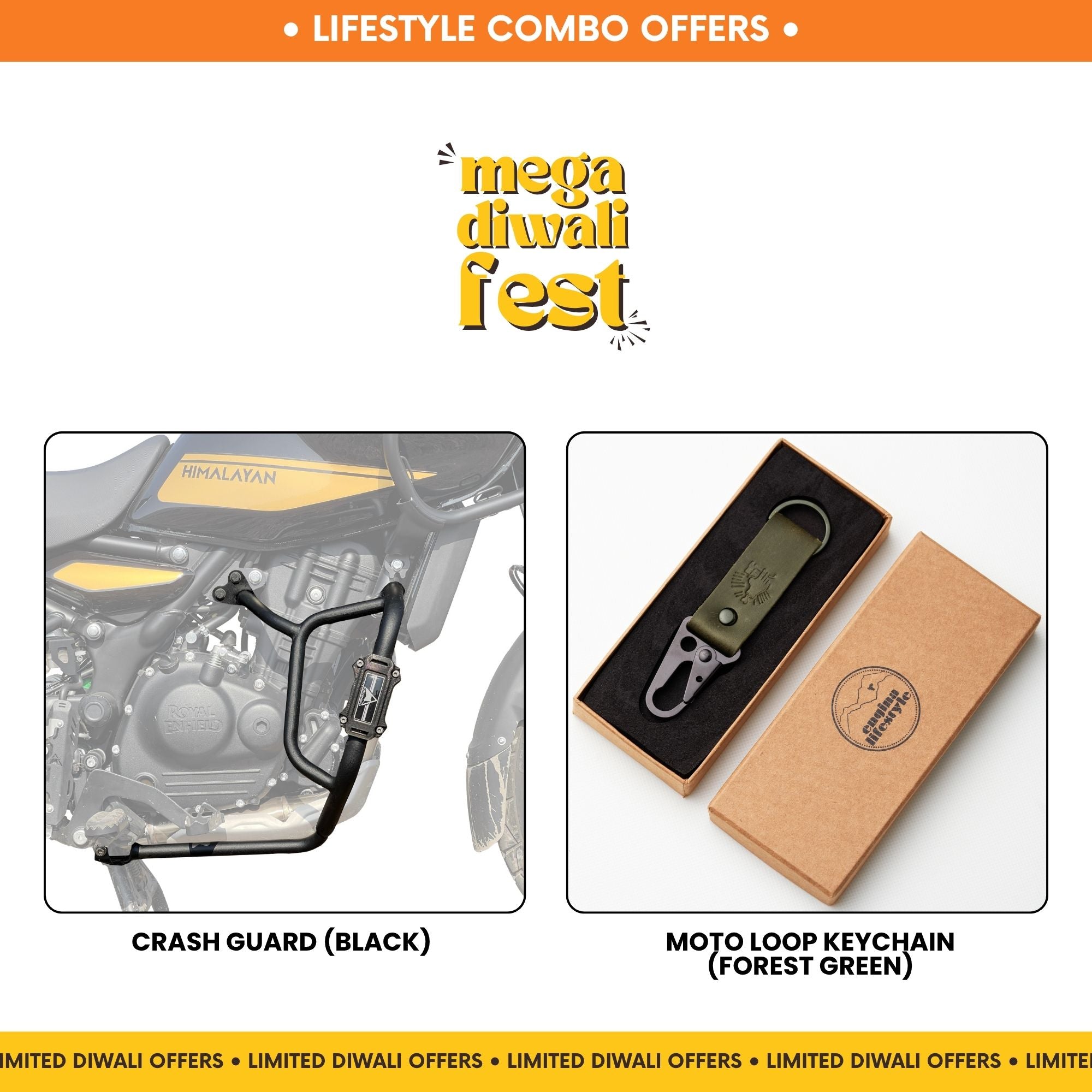 Combo 12 | Himalayan 450 | Crash Guard (Black), Moto Loop Keychain