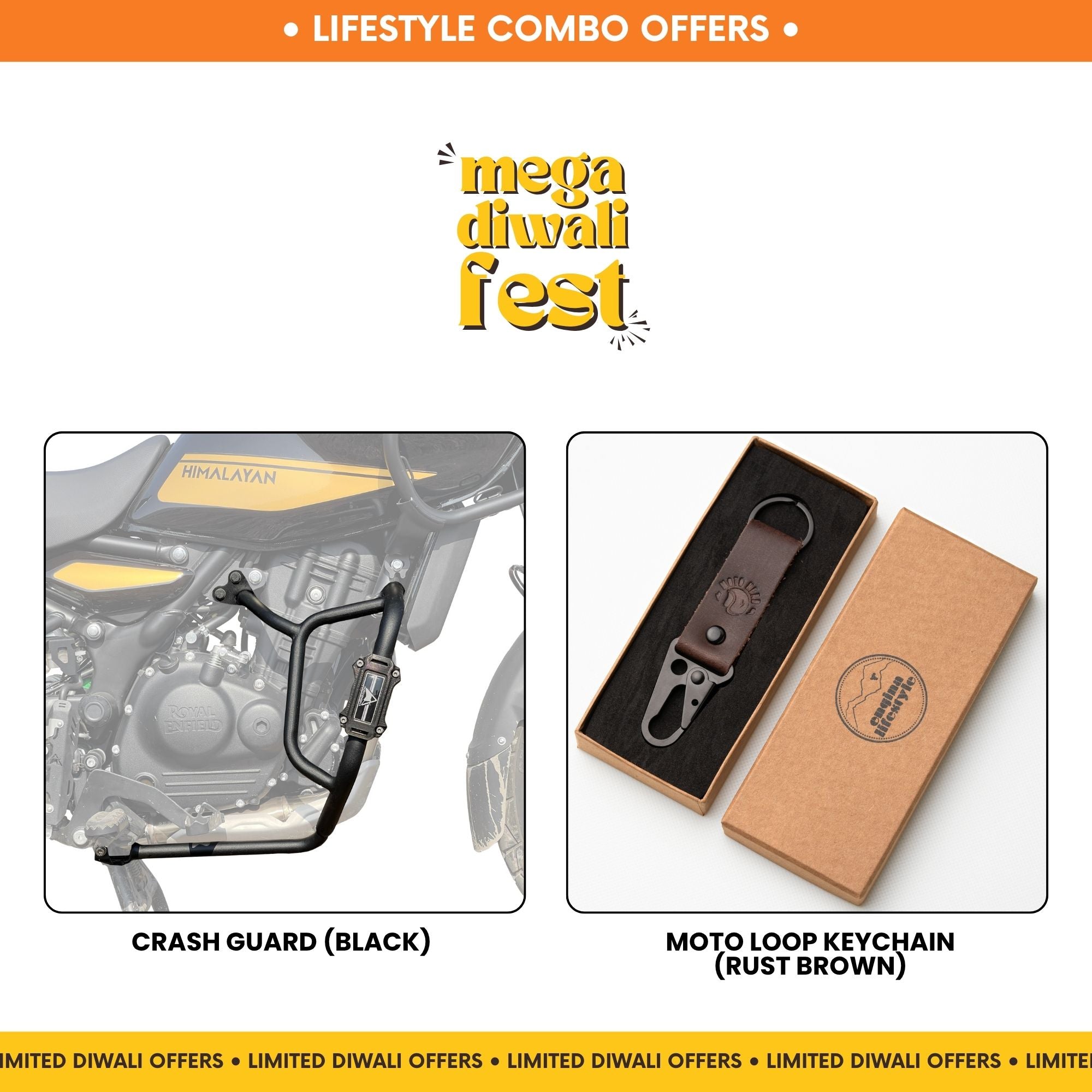 Combo 12 | Himalayan 450 | Crash Guard (Black), Moto Loop Keychain