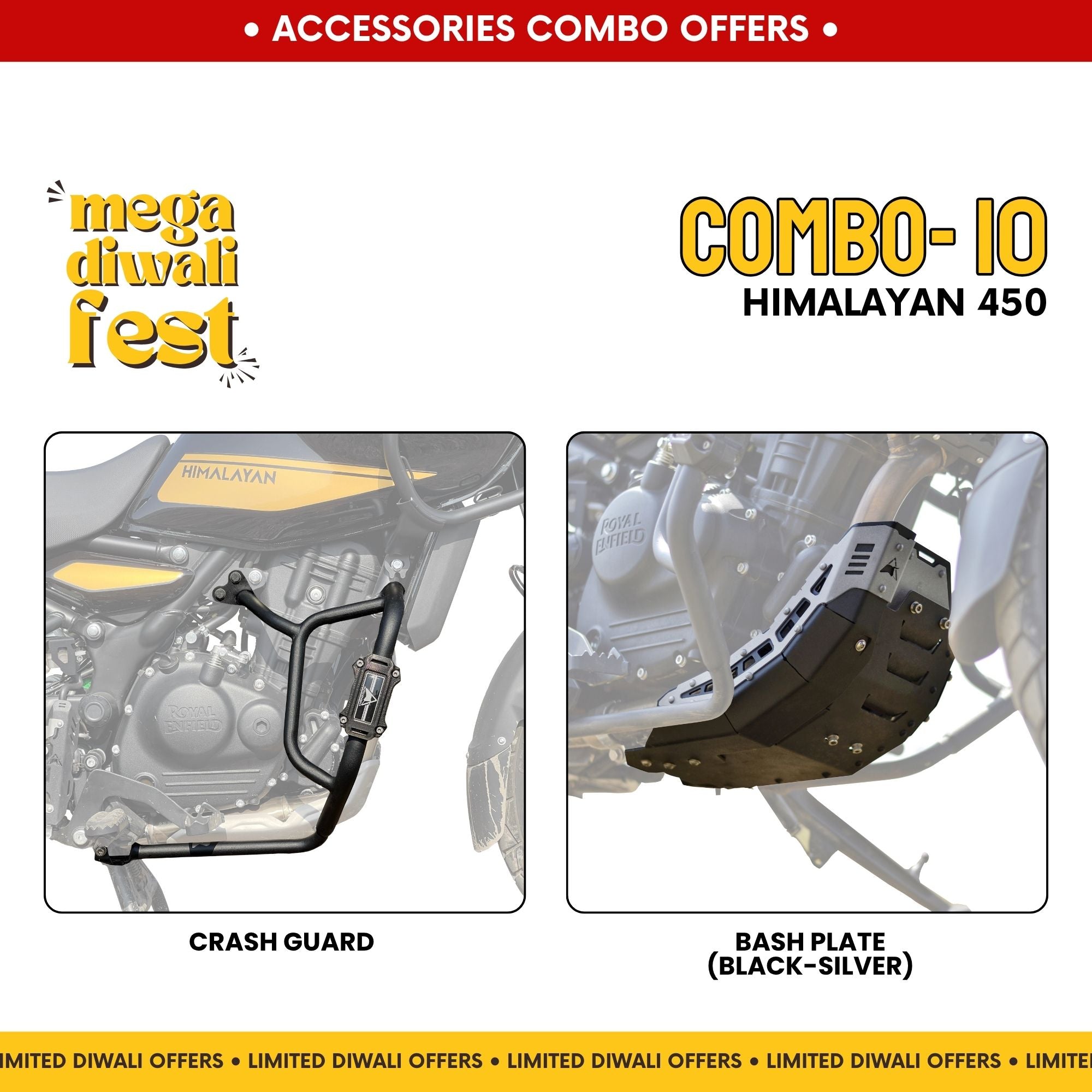 Combo 10 | Himalayan 450 | Crash Guard, Bash Plate (Black-Silver)