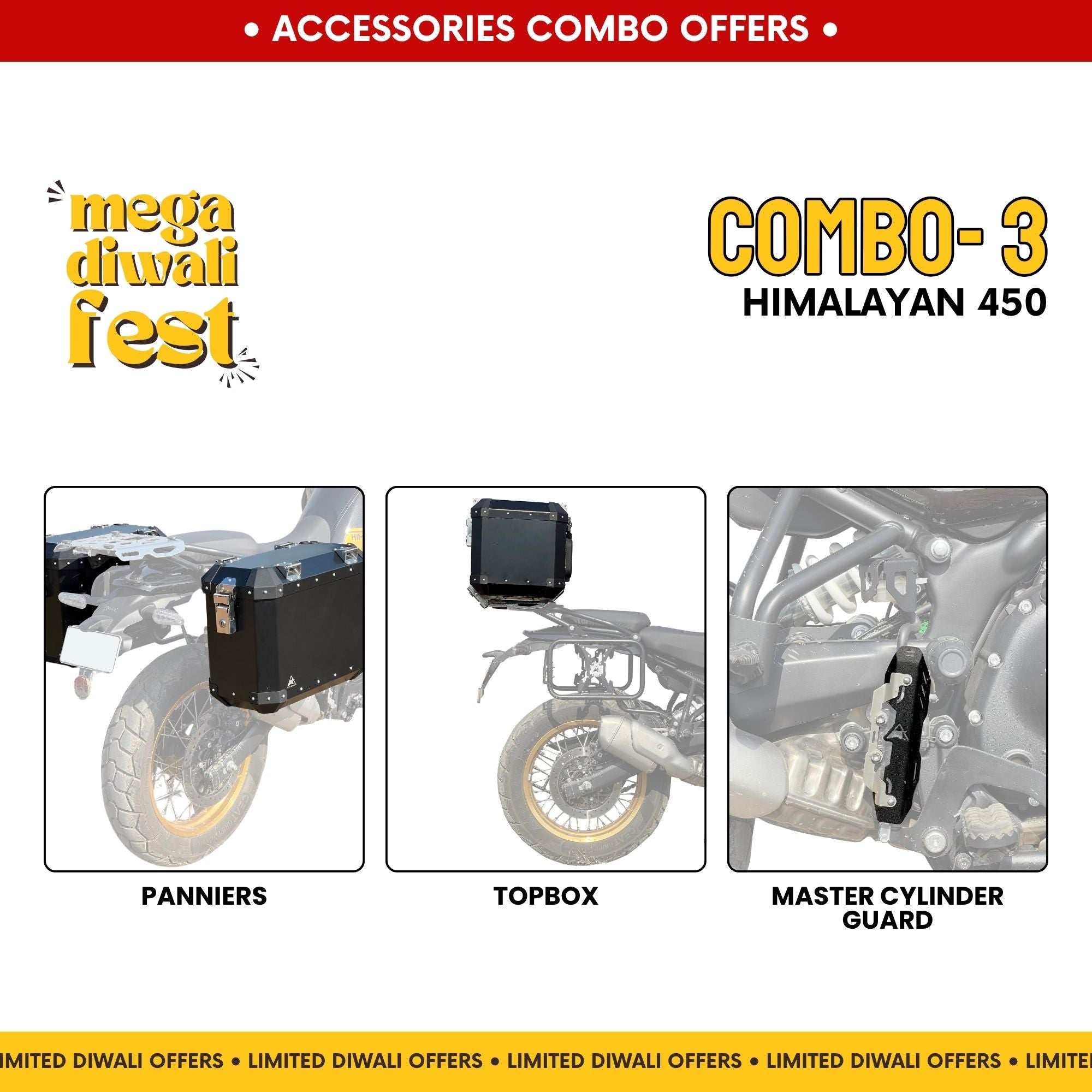 Combo 3 | Himalayan 450 | Panniers, Top Box, Master Cylinder Guard