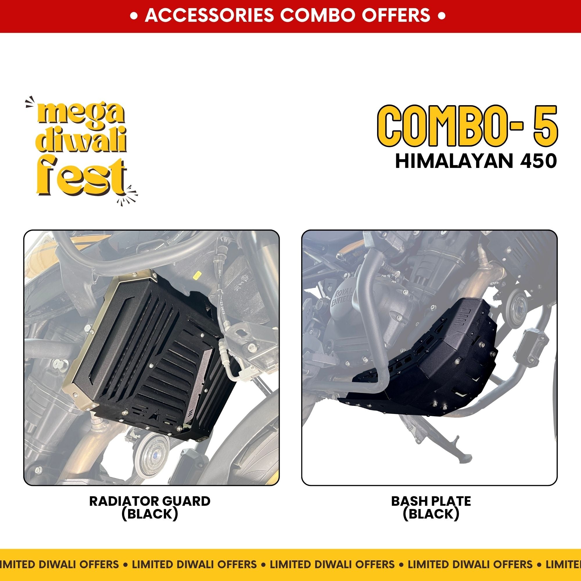 Combo 5 | Himalayan 450 | Radiator Guard (Black), Bash Plate (Black)