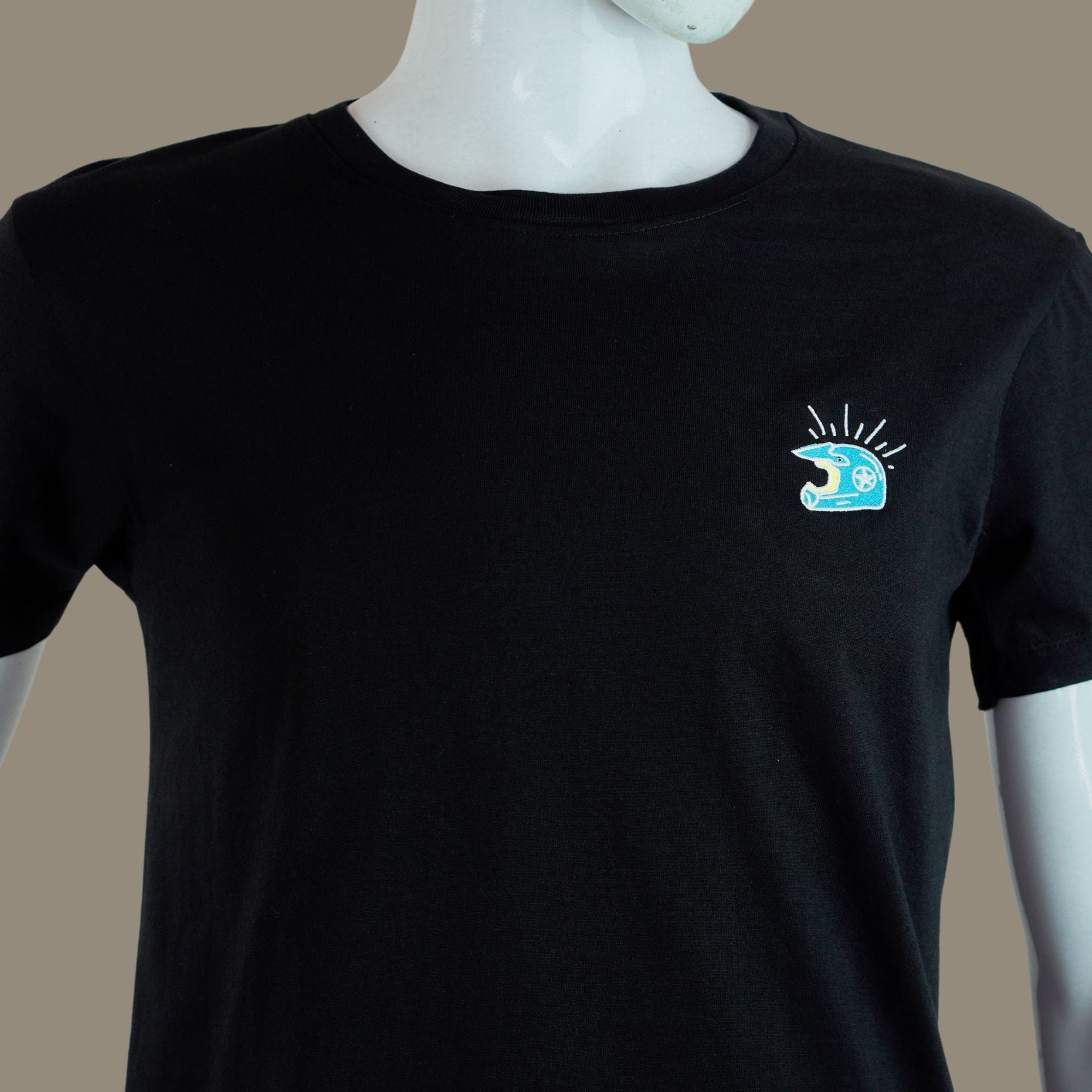 Helmet Embroidered T-Shirt | Black | Engina Lifestyle