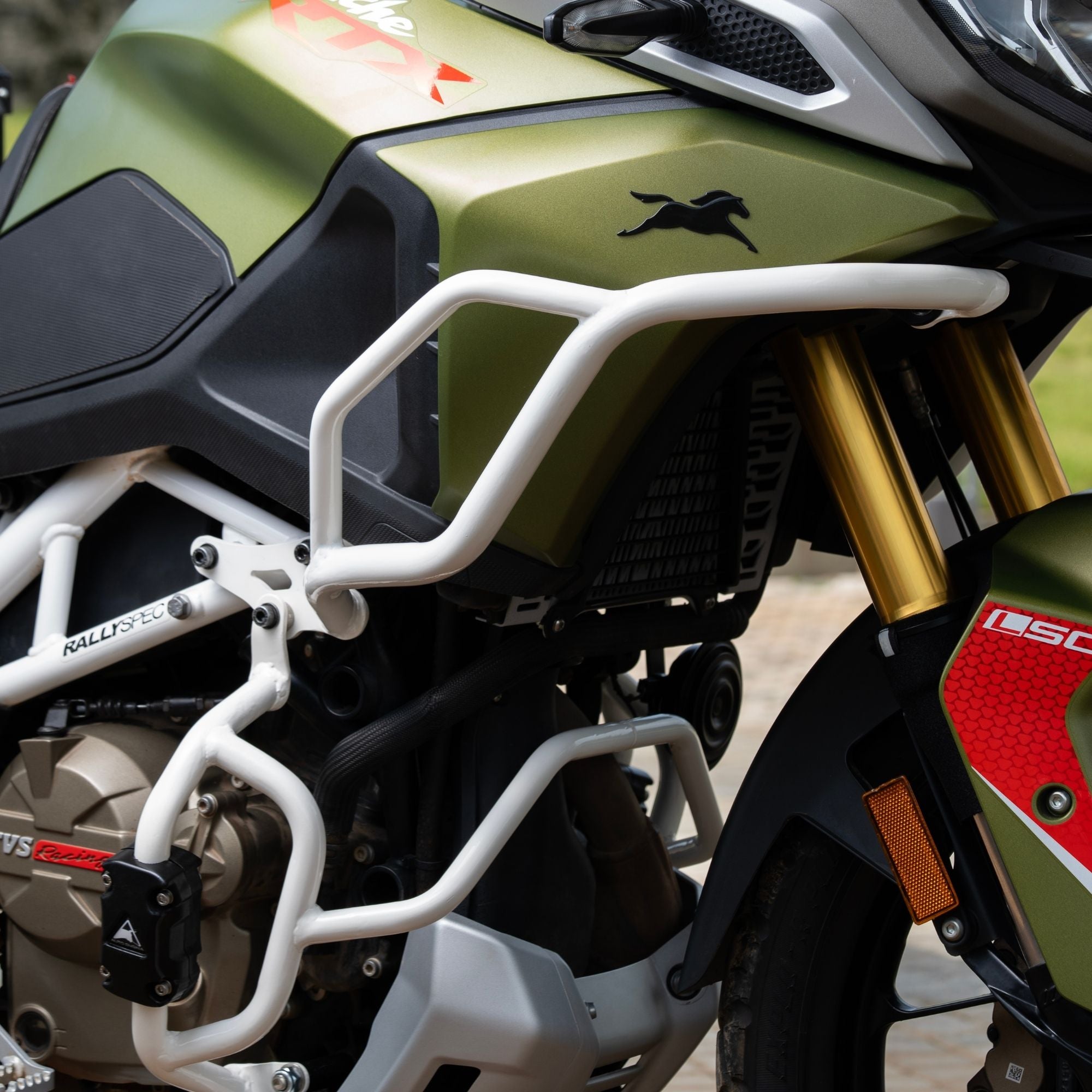 Crash Guard (Gloss White) for TVS Apache RTX 300 | Auto Engina
