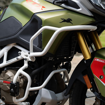 Crash Guard (Gloss White) for TVS Apache RTX 300 | Auto Engina