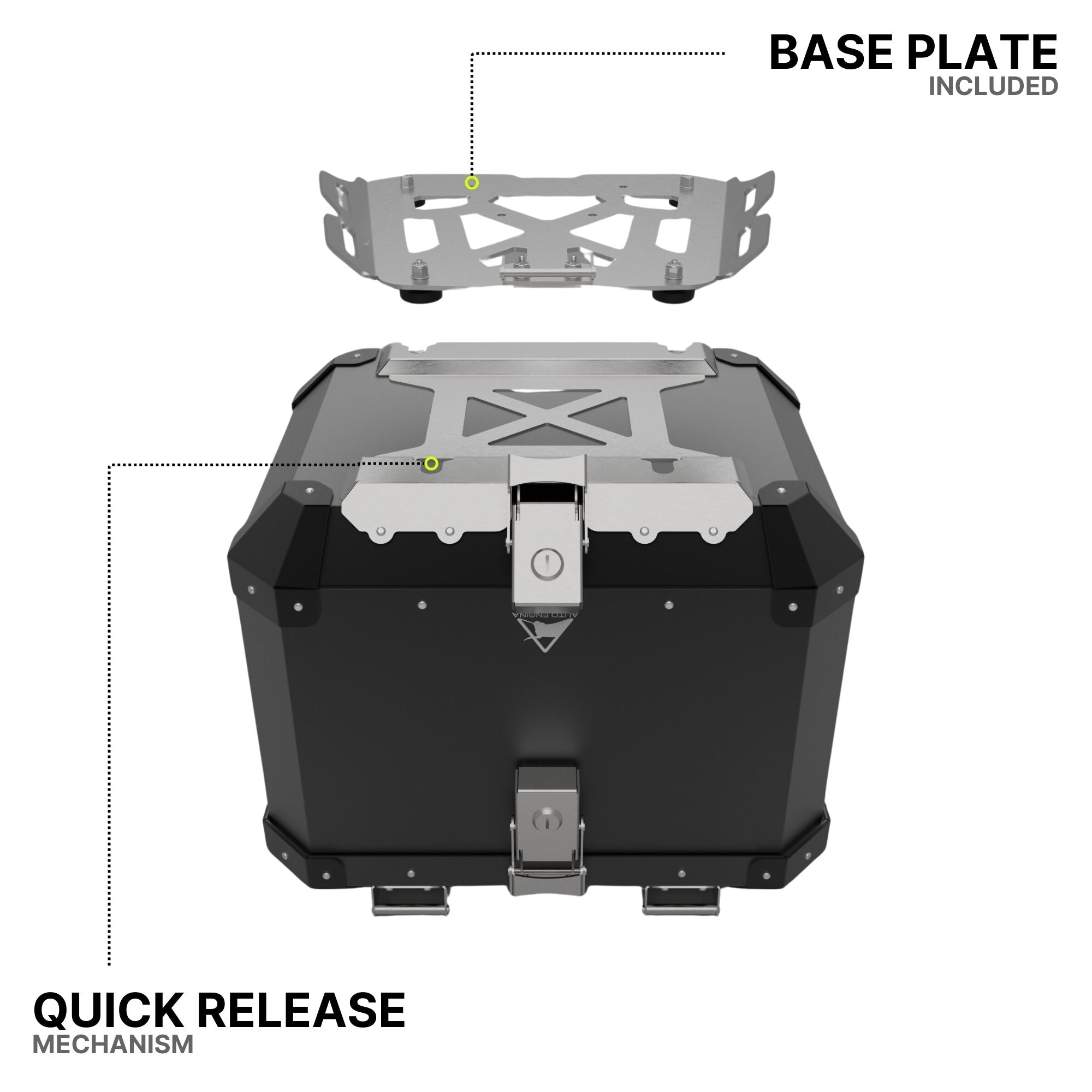 Aluminium Top Box - 42L for Hero Xpulse 200 | Black | Auto Engina