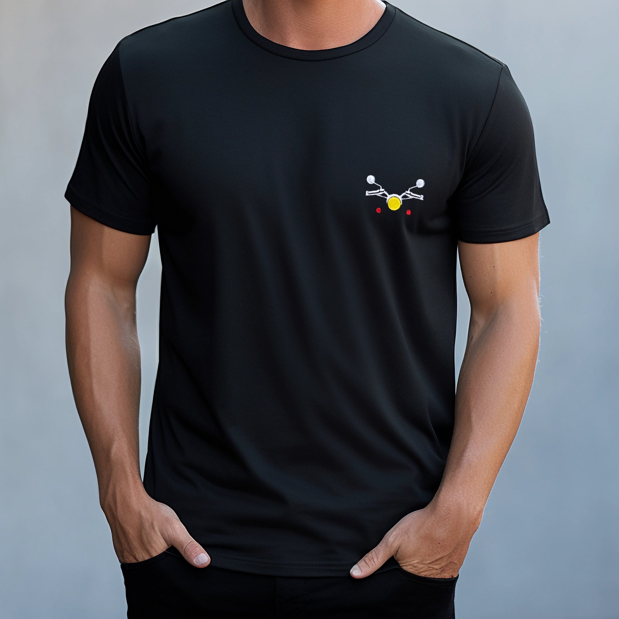 Handlebar Embroidered Biker Tshirt | Black | Engina Lifestyle