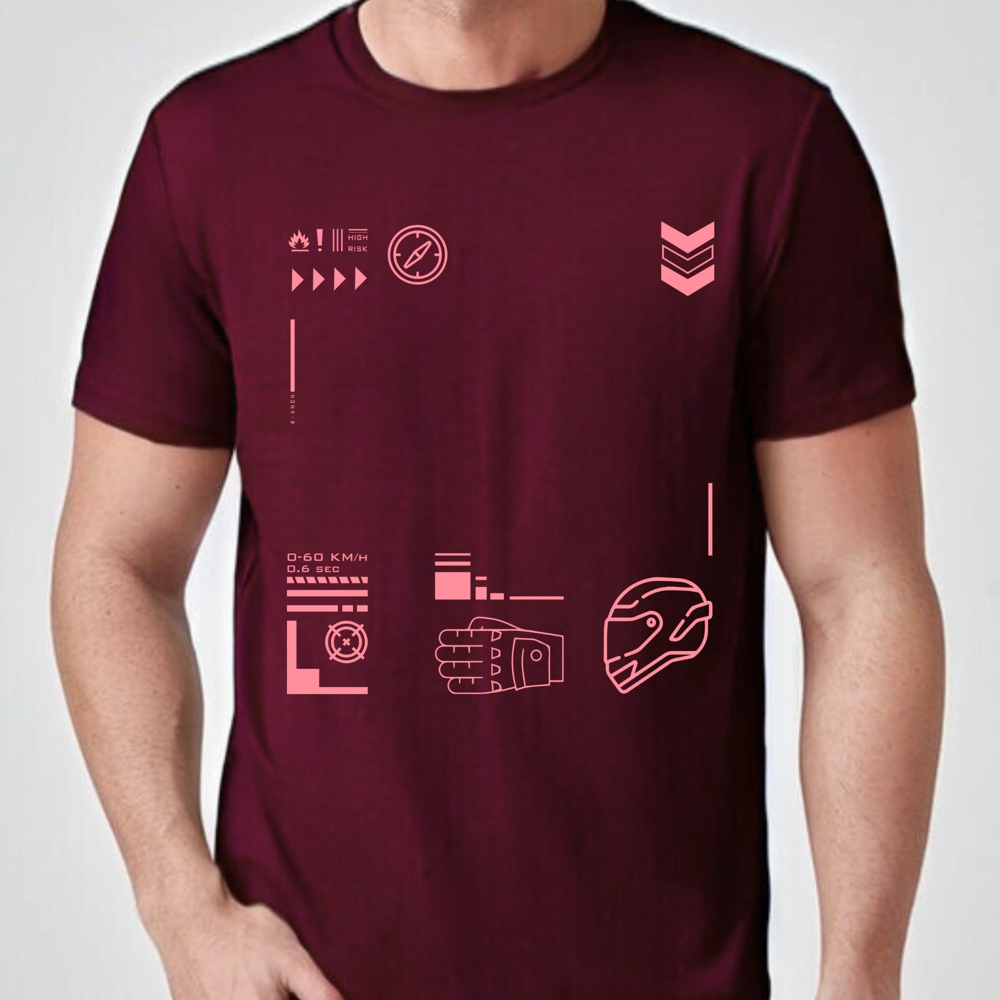 Square Grip Biker T Shirt | Maroon | Engina Lifestyle