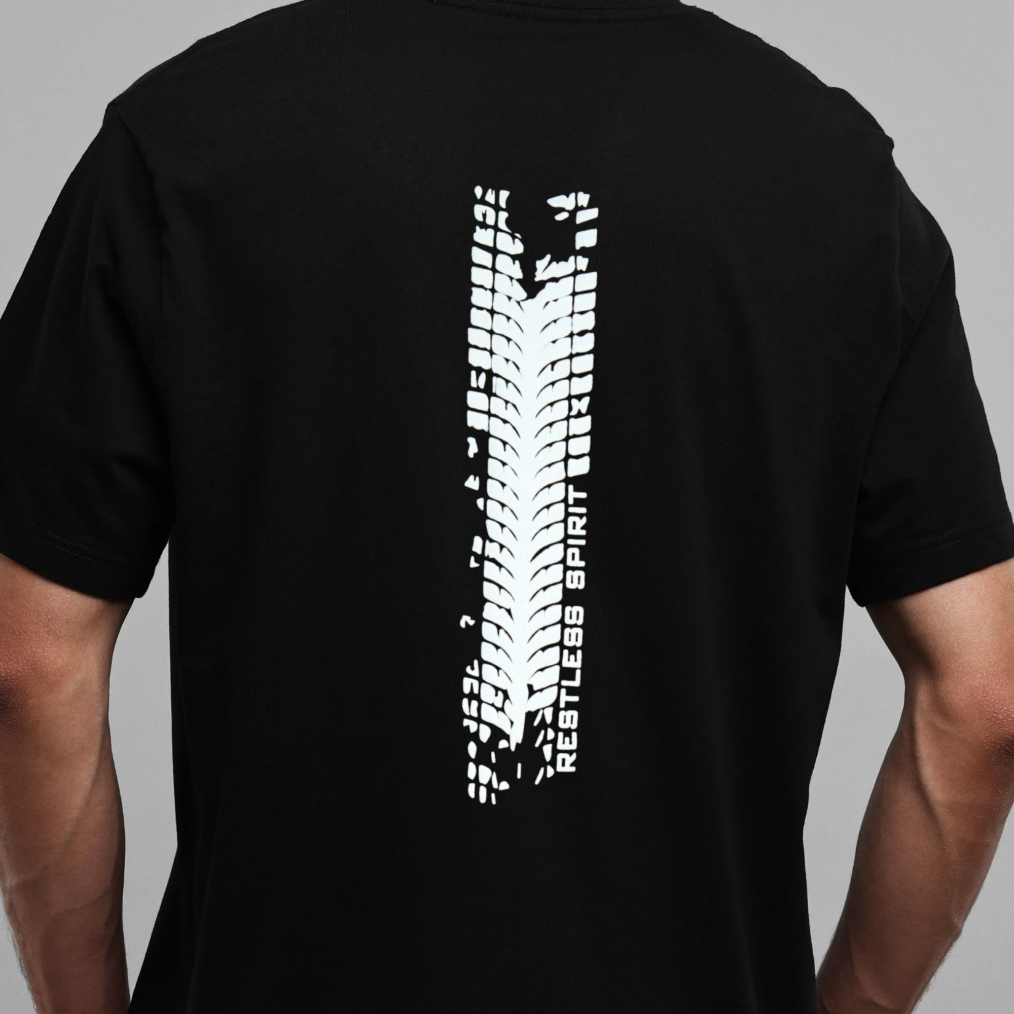 Tyre Track Puff Print Moto T Shirt |  Black | Engina Lifestyle